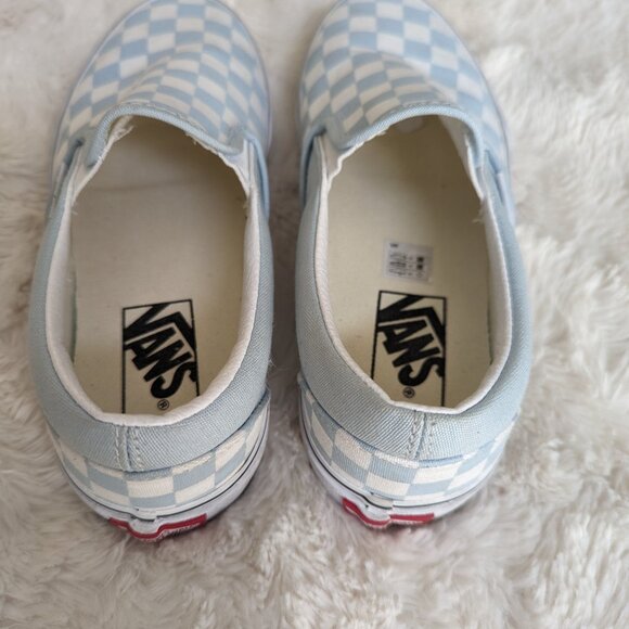 Vans Blue and White Checkered Slip-On Shoes - Picture 5 of 7